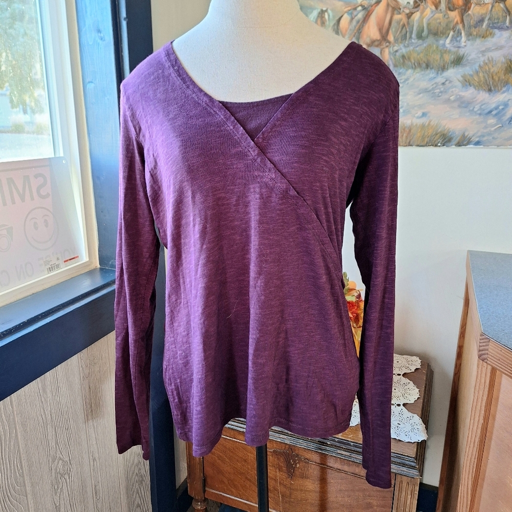 Horny Toad "Samba" Crossover Raw Edged Long Sleeve Tee,  Size Large, RN#95433